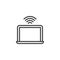 Laptop network sharing line icon