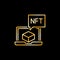 Laptop with NFT on Screen vector concept golden thin line icon