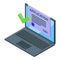 Laptop online application icon isometric vector. Approve document