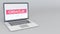 Laptop with Oracle Corporation logo. Computer technology conceptual editorial 3D rendering