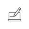 Laptop and pencil outline icon