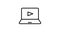 laptop with play button animated outline icon