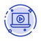 Laptop, Play, Video Blue Dotted Line Line Icon