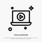 Laptop, Play, Video Line Icon Vector