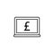 Laptop, pound icon. Element of finance illustration. Signs and symbols icon can be used for web, logo, mobile app, UI, UX