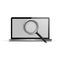 Laptop and Realistic Magnifying glass. Vector illustration. Computer with transparent screen for your image. 3d mock up. An