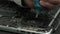 Laptop repair. Microchips close up