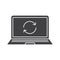 Laptop restart glyph icon