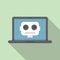 Laptop robot icon flat vector. Bot chat