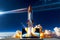 Laptop Rocket Icon, Skyward Launch for Business Success, AI Generated