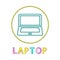 Laptop Round Linear Bright Icon for Modern Apps