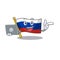 With laptop russian mascot flag shaped on character