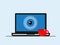 A laptop screen with an eye.