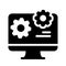 Laptop setting glyph vector icon