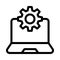 Laptop setting thin line vector icon
