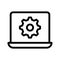 Laptop setting vector line icon