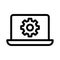 Laptop setting vector thin line icon