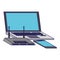 Laptop and smartphone with wifi router device blue lines