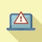 Laptop software alert icon flat vector. Admin project