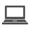 Laptop solid icon. Portable computer, notebook device symbol, glyph style pictogram on white background. Technology or