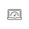 Laptop speed test line icon