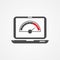 Laptop speed test vector icon sign symbol