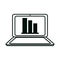 Laptop statistics report economy office work linear style icon