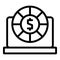 Laptop sweepstake icon outline vector. Draw lottery