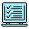 Laptop task schedule icon vector flat