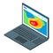 Laptop tornado observation icon, isometric style