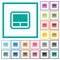 Laptop touchpad flat color icons with quadrant frames