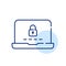 Laptop user account login. Lock and password. Pixel perfect, editable stroke