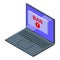 Laptop user ban icon isometric vector. Banned device