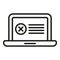 Laptop user ban icon outline vector. Digital expel