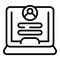 Laptop user icon outline vector. Account form