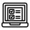 Laptop vote icon outline vector. Election poll