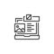 Laptop with Web design planning outline icon