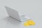 Laptop with white background, technological concept, 3d rendering