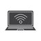 Laptop wifi connection glyph icon