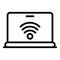 Laptop wireless remote access icon, outline style