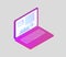 Laptop Working Cartoon Isolated Banner Vector Icon