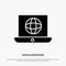 Laptop, World, Globe, Technical solid Glyph Icon vector