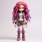 Lara: A Piratepunk Vinyl Toy With Pink Hair And Detailed Purple And White Boots