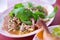 Larb pork salad. This food is popular