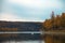 Larch taiga on the banks of the Siberian rivers