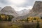 Larch trees in fall colours in the Canadian Rocky Mountains near Banff