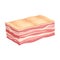 Lard Slab or High-fat Bacon as Meat Product Vector Illustration