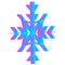 Large 3d snowflake isolated. Gradient on white background. The blue color changes to pink