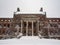 Large Abandoned Mansion in a Snow Storm, Low Angle