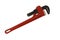 Large adjustable wrench tool disposed on diagonal.